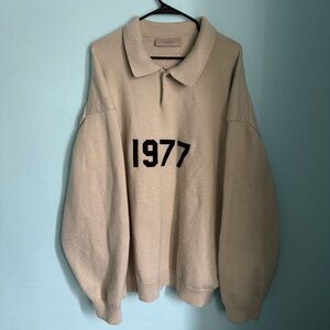 Essentials Cream Crewneck Sweater with 1977 Design